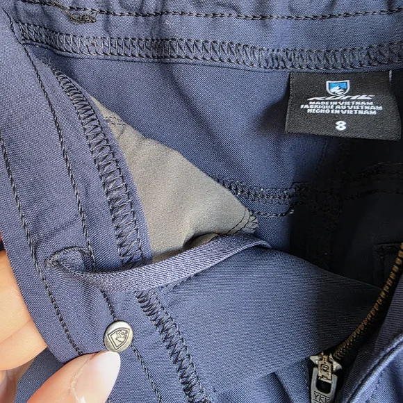 KUHL Trekr Kapri Hiking Pants Blue Ruched Side Cinch Cargo Size 8 - Picture 12 of 16